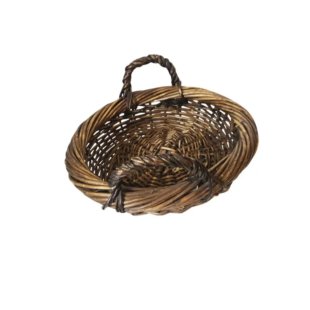 Vintage 2 Handle Wicker Basket Brown 10.5